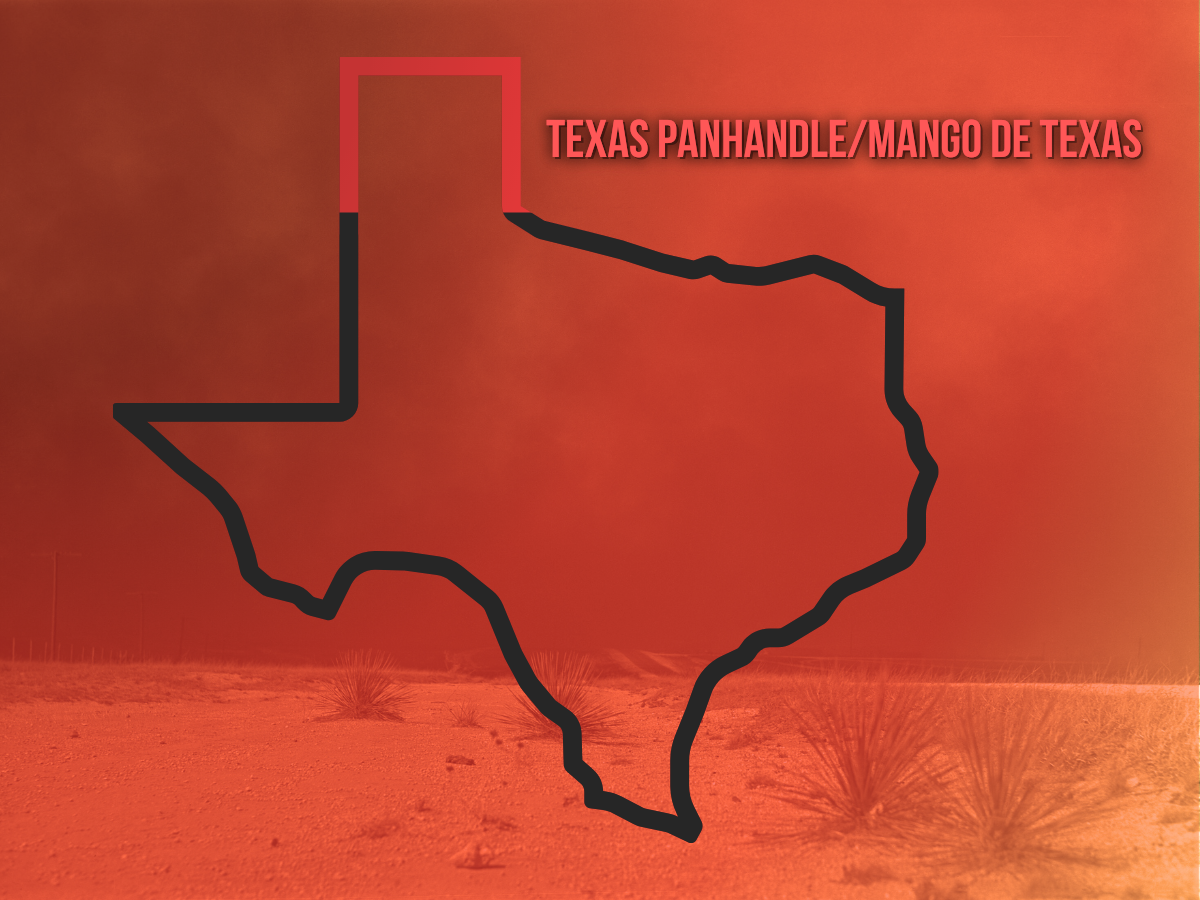 Incendios Forestales - Donde es el panhandle de Texas (Mango de Texas)